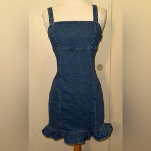 Forever 21 Blue Denim mermaid bottom style tight mini dress sm